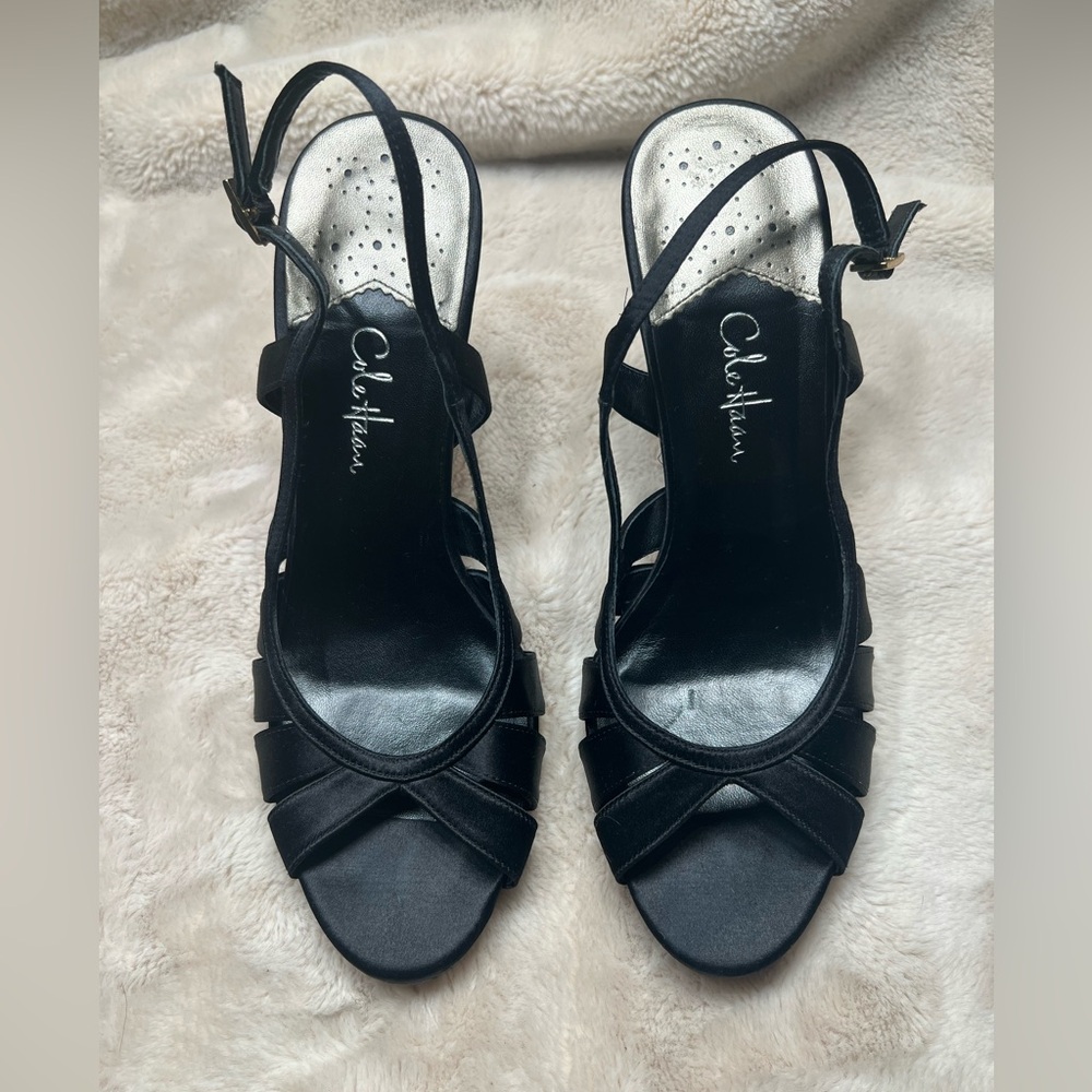 Cole Haan Sari Air Sling BIack Satin Size 7 B - Picture 3 of 8